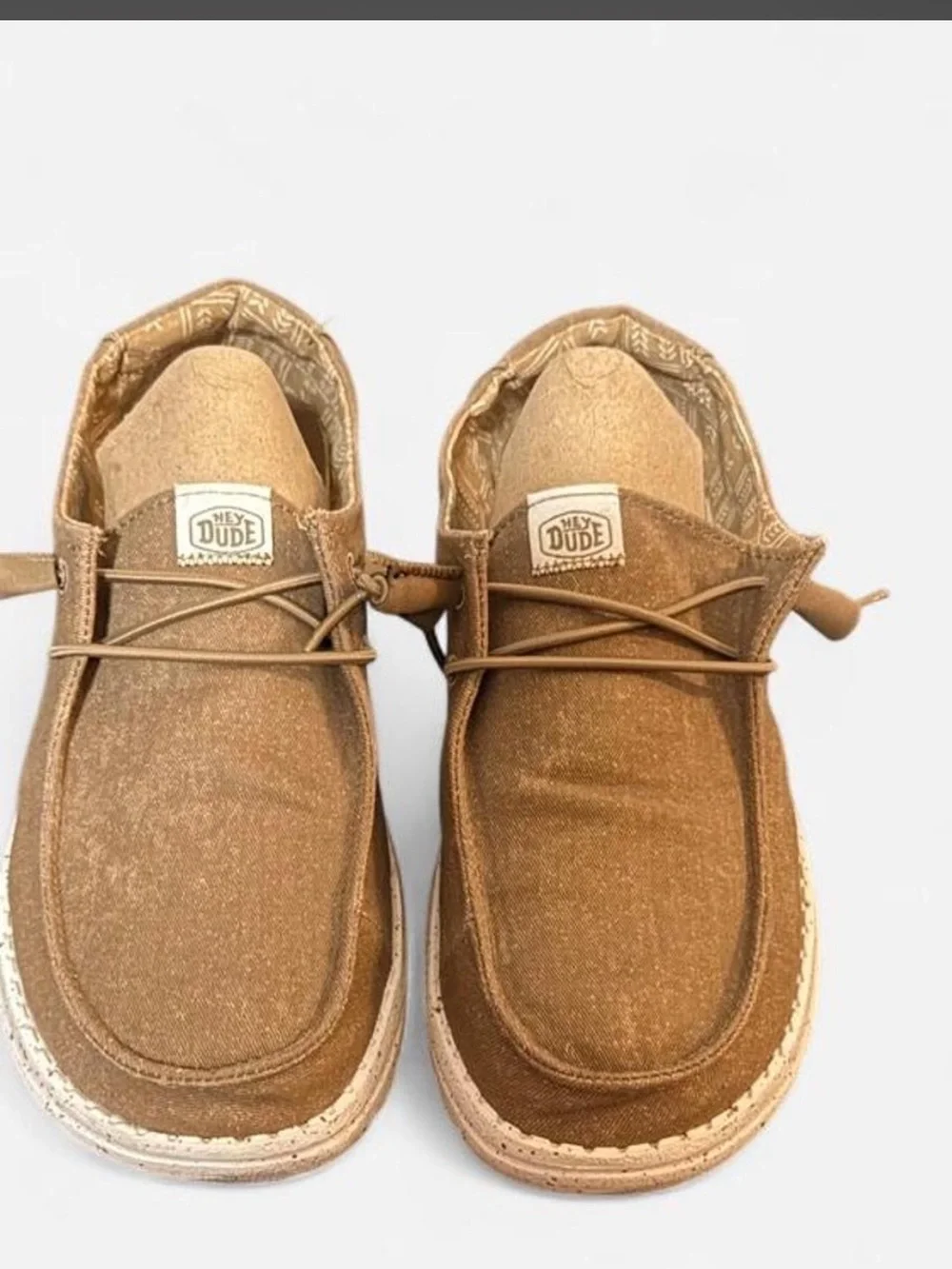 Hey Dude Men’s Tan Brown Canvas Slip-On Loafers